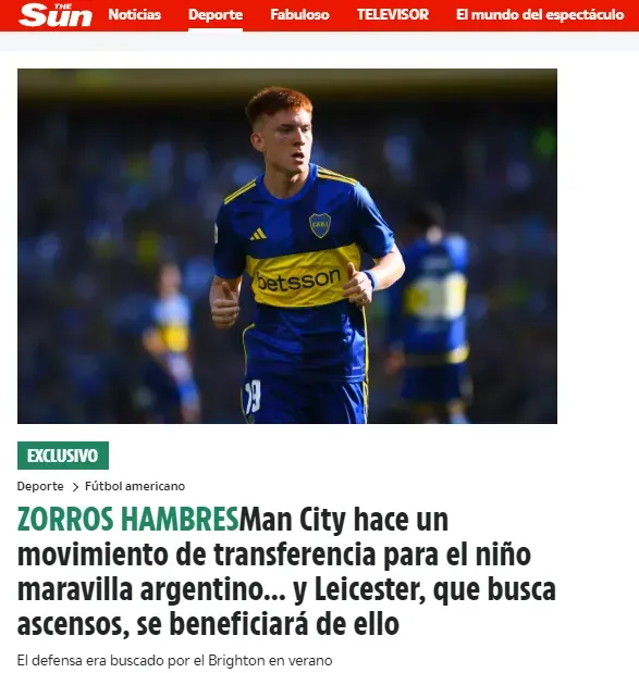 Portada de The Sun sobre la posible salida de Barco a Leicester City