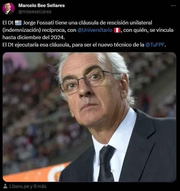 Desde lo legal está amparado Jorge Fossati. (Foto: Twitter).