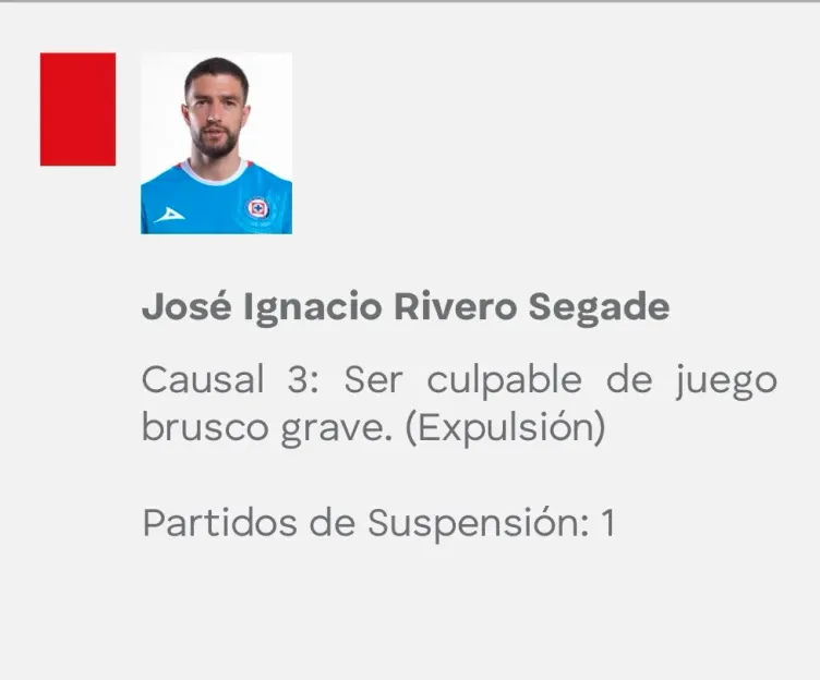 La Comisión Disciplinaria informó cuántos juegos de suspensión debe cumplir Ignacio Rivero en Cruz Azul. Noticias en tiempo real