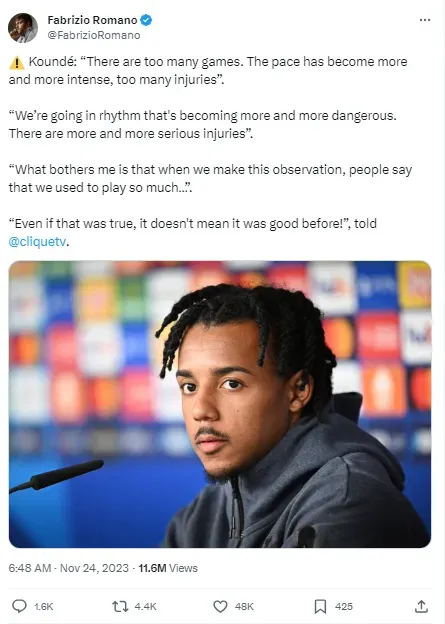 Jules Kounde talking about the injuries.