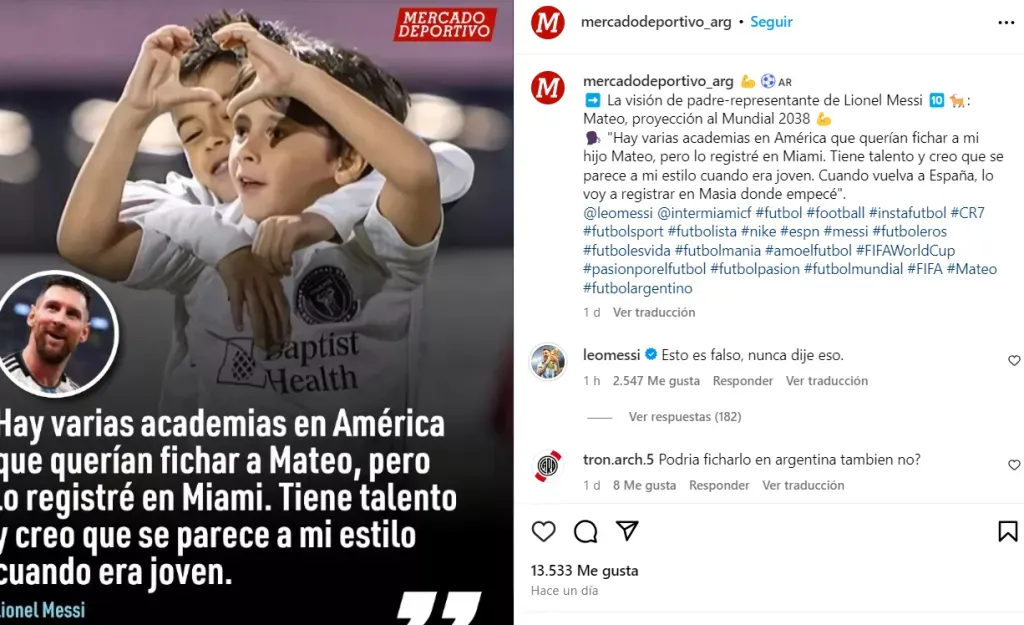 La respuesta de Messi a una fake news.