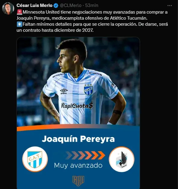 Pereyra, a la MLS.