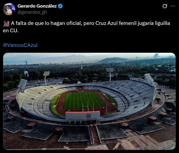 Cruz Azul Femenil jugará la Liguilla en CU. (@gerardoo_gh)