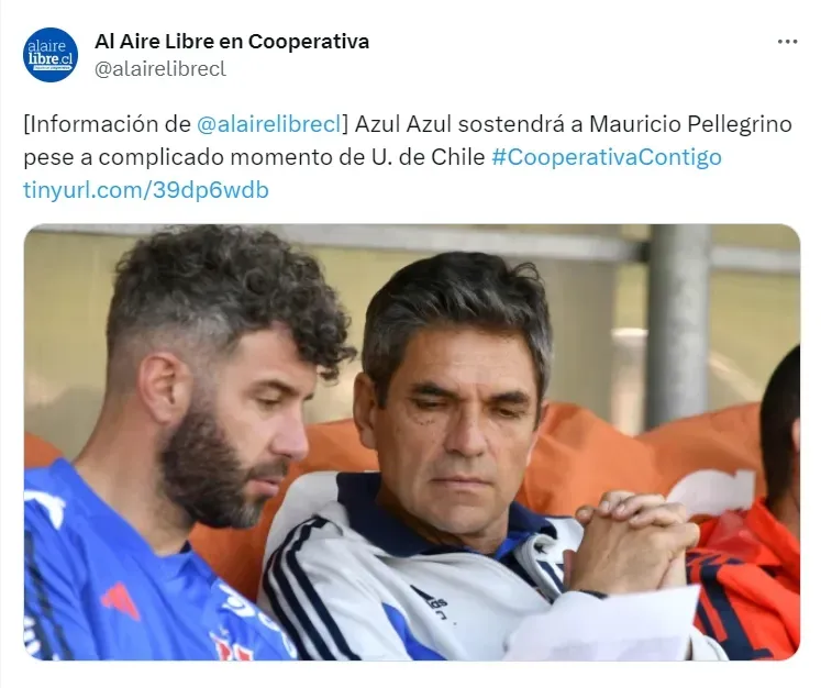 La noticia sobre la permanencia de Pellegrino en la U (@alairelibrecl)