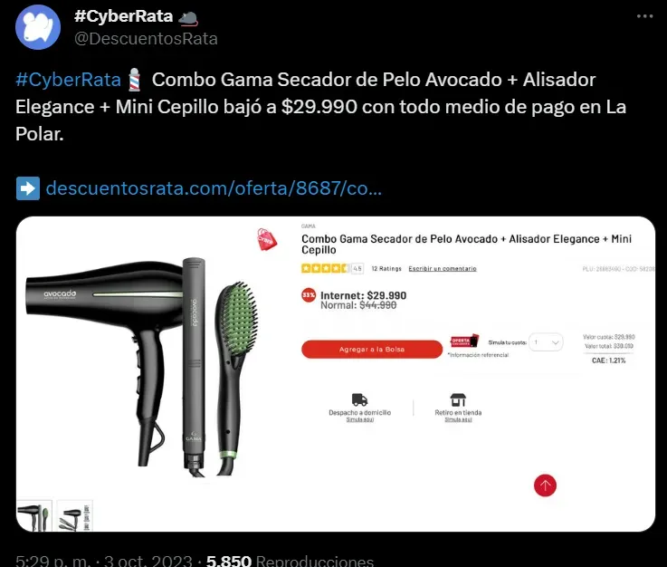 Descuentos Rata vía Twitter