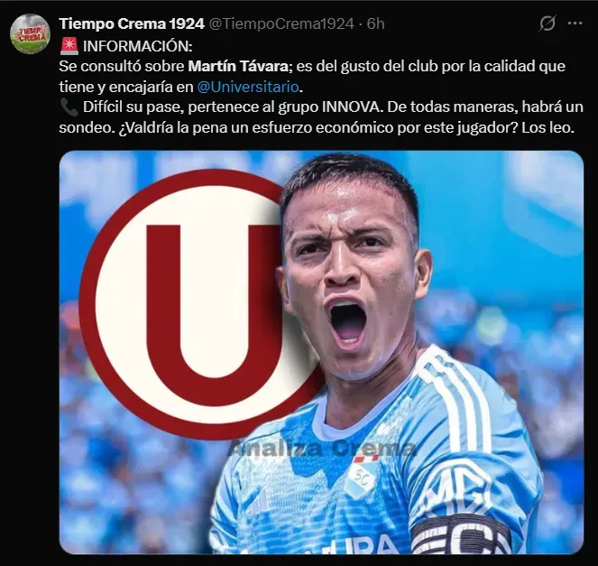 Fuente: @TiempoCrema1924