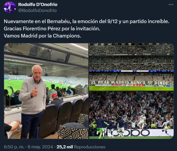 El posteo de Rodolfo D’Onofrio. (Foto: X)