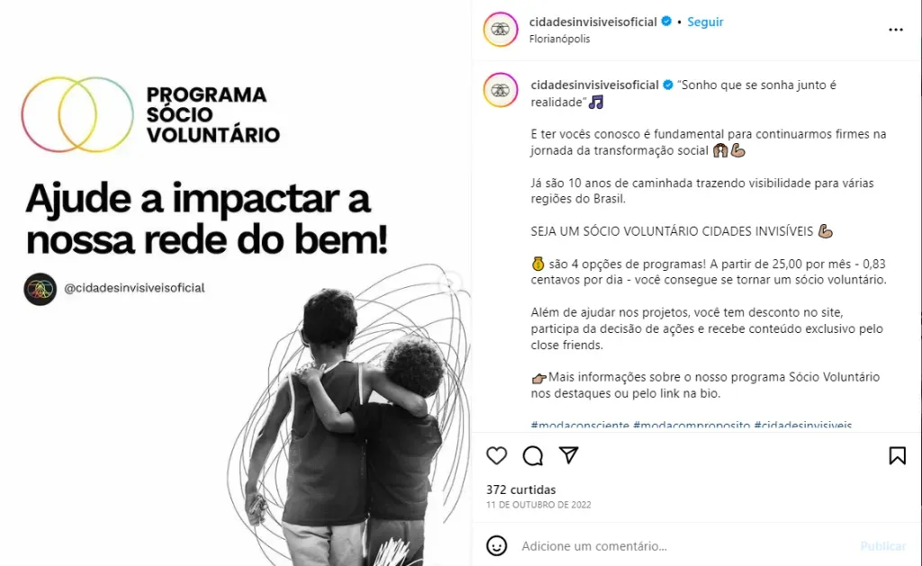 Foto: Reprodução Instagram @cidadesinvisiveisoficial