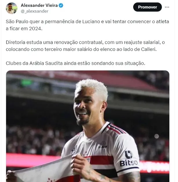 Camisa 10 do São Paulo, Luciano recusa oferta do Damac Saudi Club
