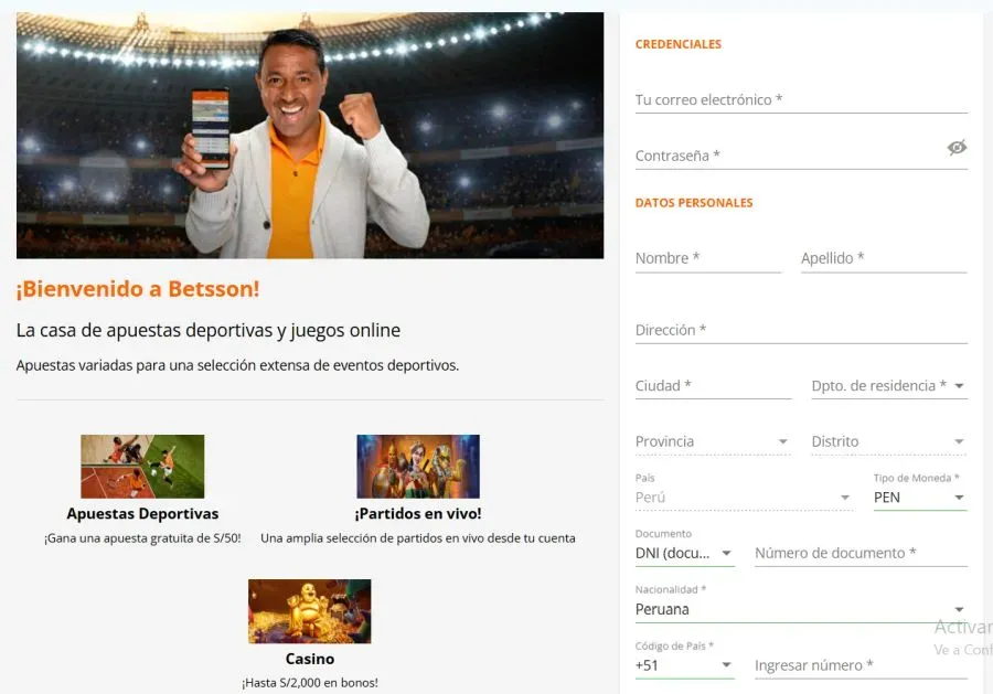 Código promocional Betsson registro