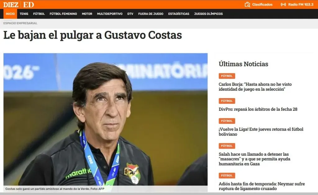 Gustavo Costas vive sus horas finales en Bolivia. (Foto: El Deber Bolivia).