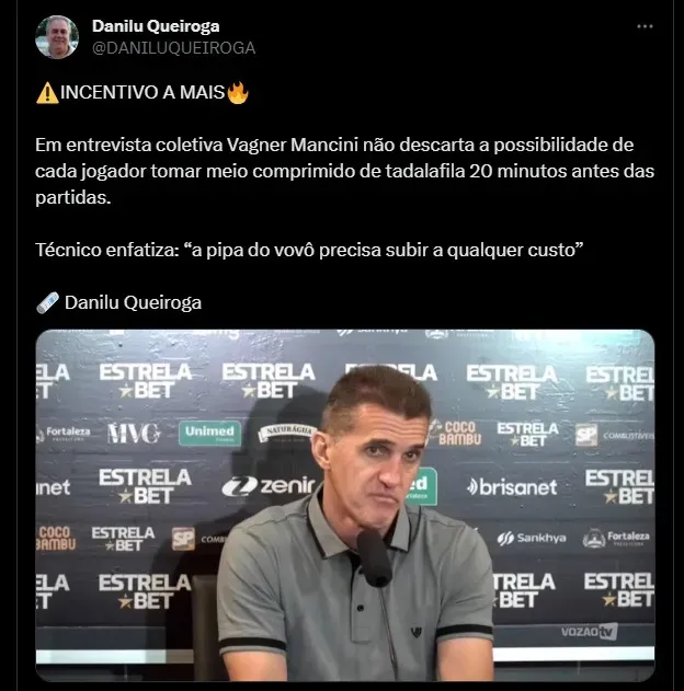 Torcida cria memes de Vagner Mancini para comemorar vitória do