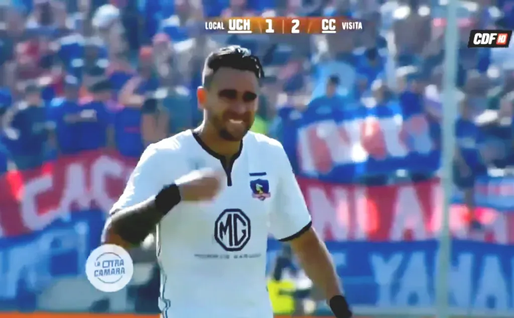 El gesto de sorpresa de Matías Zaldivia por el golazo de Paredes. (Captura CDF).