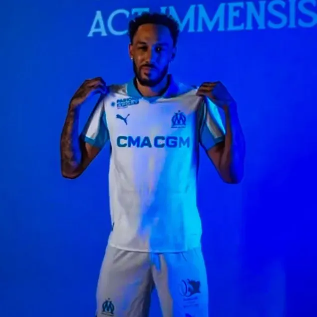 Anúncio de Aubameyang no Olympique de Marseille. Foto: Divulgação