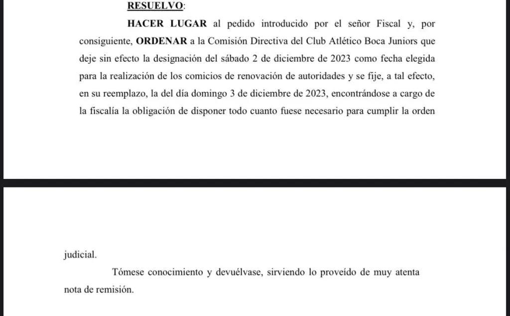 La orden judicial para postergar las elecciones.
