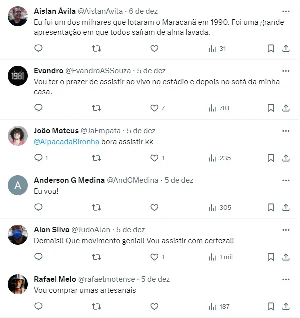 Internautas comentam sobre show de Paul McCartney - Fonte: Twitter
