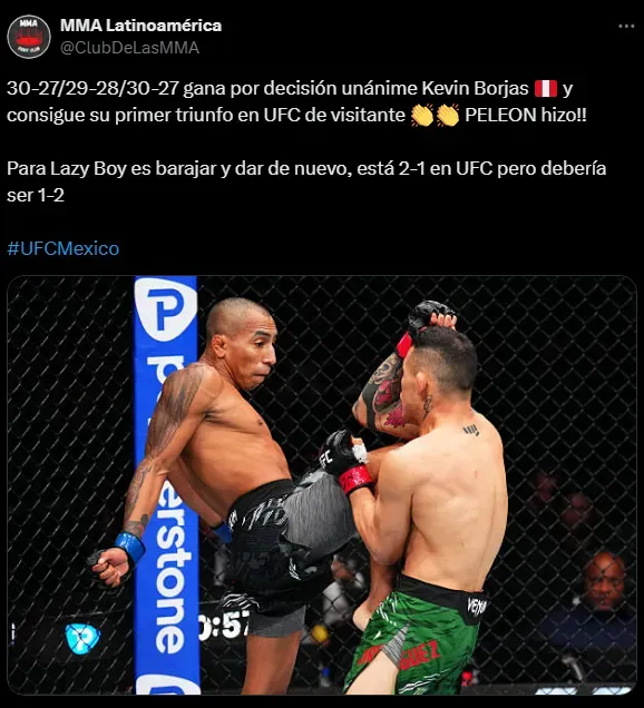 Kevin Borjas y su triunfo en la UFC (Foto: X).