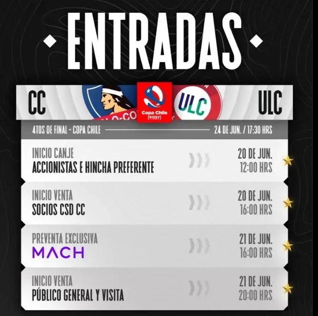 Los horarios de venta de entradas para enfrentar a Unión La Calera | Foto: Colo Colo