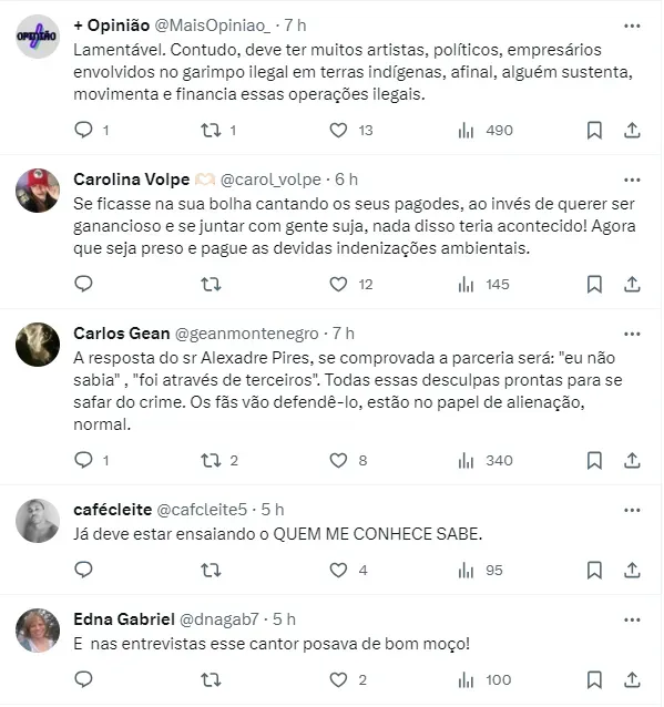 Internautas comentam sobre situação do cantor nas redes sociais – Foto: Twitter