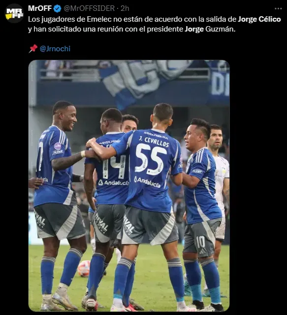 Jugadores no quieren la salida de Jorge Célico (Foto: X).