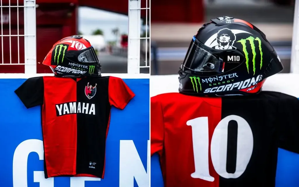 El homenaje de Álex Rins a Maradona.