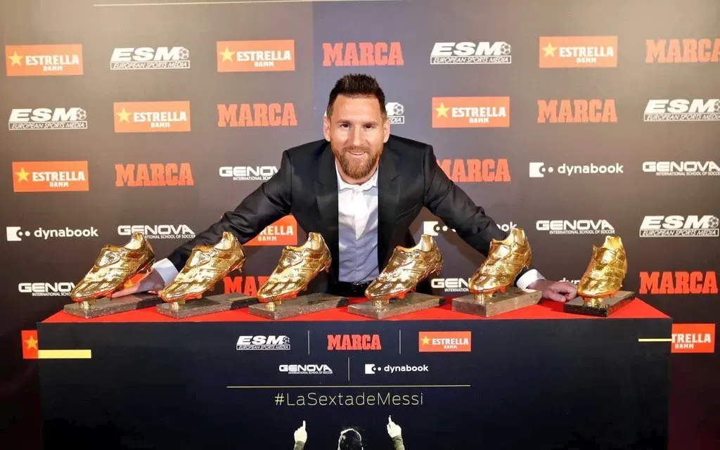 Messi es el futbolista que más veces ganó el Botín de Oro: lo consiguió en seis oportunidades.