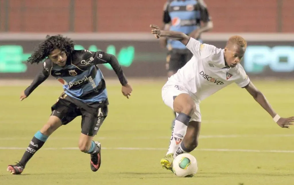Romario Ibarra cuando era jugador de Liga de Quito en el 2013. Foto: El Universo.