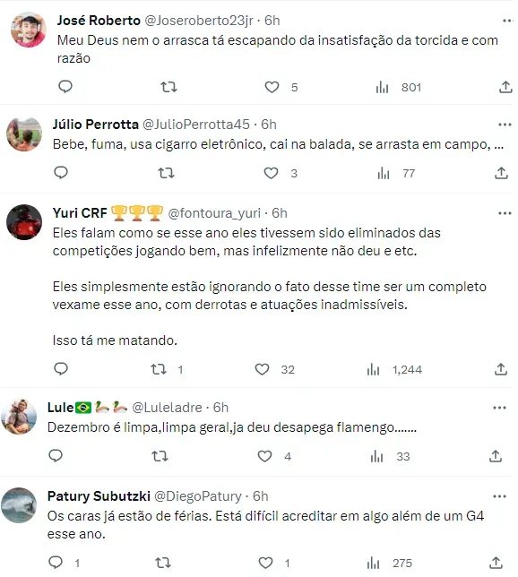 Torcida do Flamengo não gostou da declaração do atleta