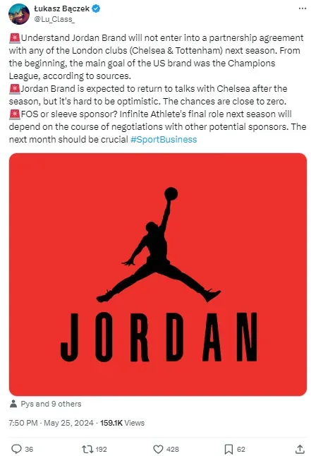 Jordan Brand is struggling to settle on a Premier League partner.