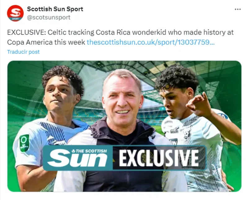 El interés del Celtic llegó a los grandes medios. (Twitter)