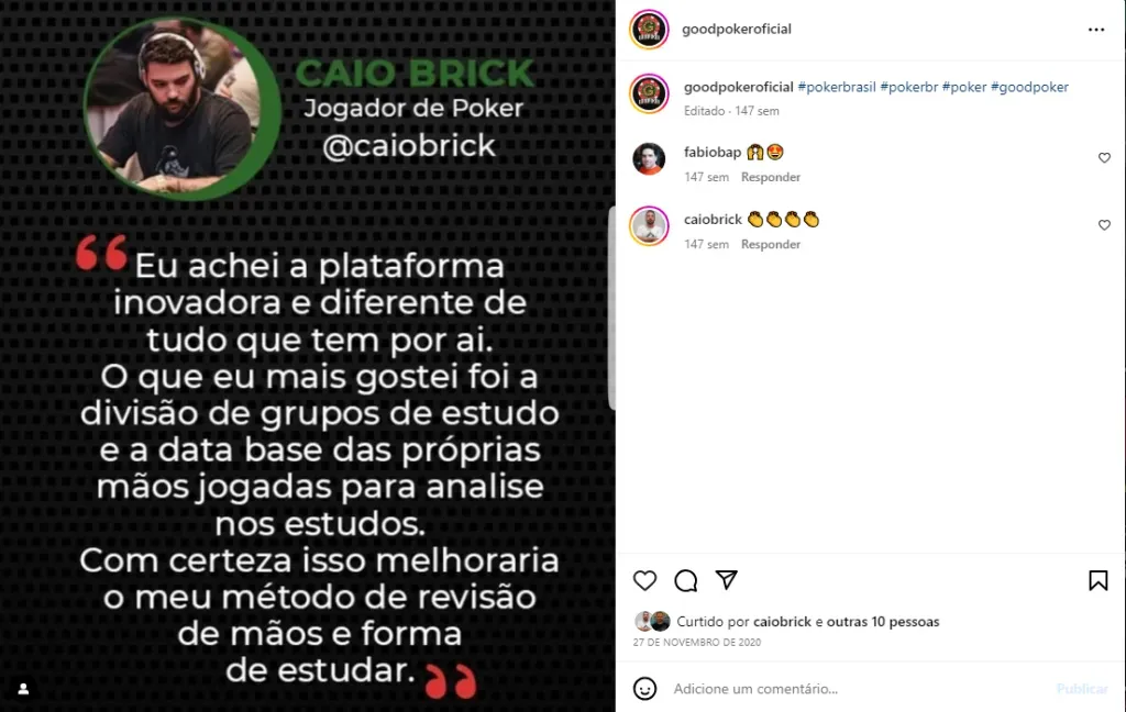 Foto: Reprodução Instagram @goodpokeroficial