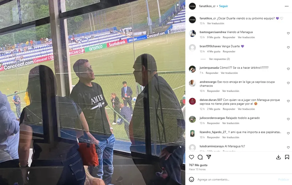 Fanatikos encontró a Duarte viendo a Saprissa. (Instagram)