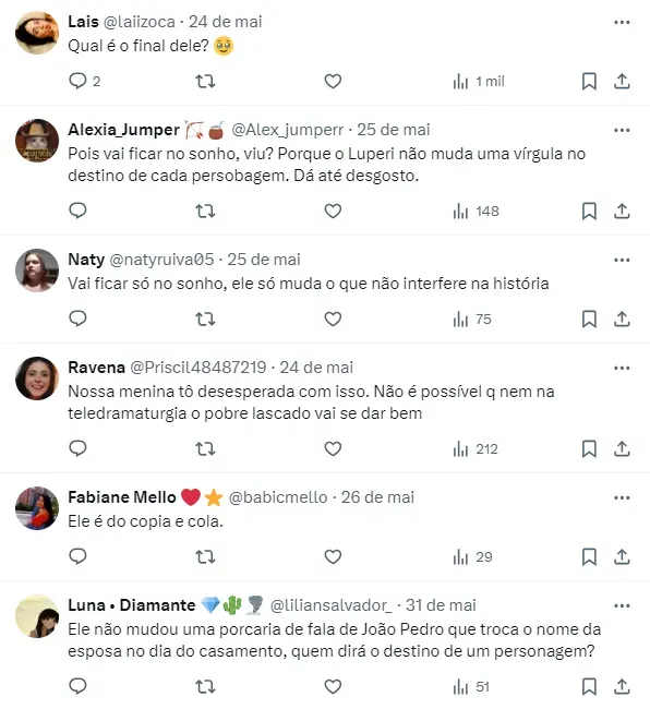 Internautas comentam sobre Renascer – Foto: Twitter