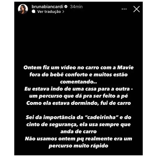 Bruna Biancardi se justifica após vídeo – Foto: Reprodução/Instagram de Bruna Biancardi