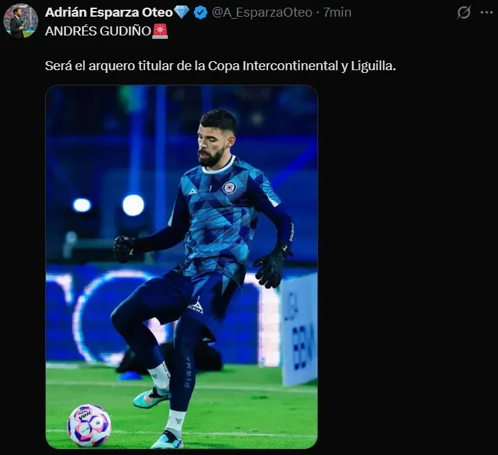 Se confirmó el nuevo portero de Cruz Azul en ausencia de Kevin Mier. (@A_EsparzaOteo)