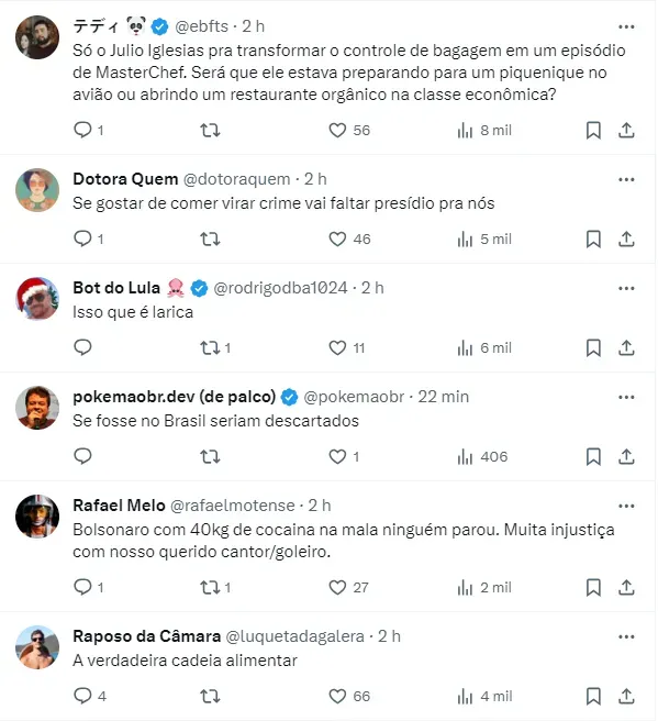 Internautas comentam sobre situação de Julio Iglesias - Foto: Twitter