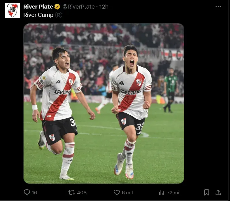 La chicana de River a Boca en sus redes sociales.