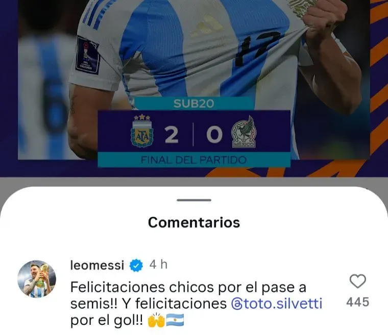 El comentario de Lionel Messi para el plantel de la Selección Argentina Sub 20.