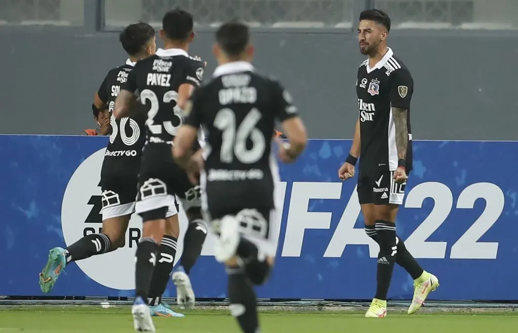 El festejo del gol de Gato Lucero a Alianza Lima. (Daniel Apuy/Photosport).