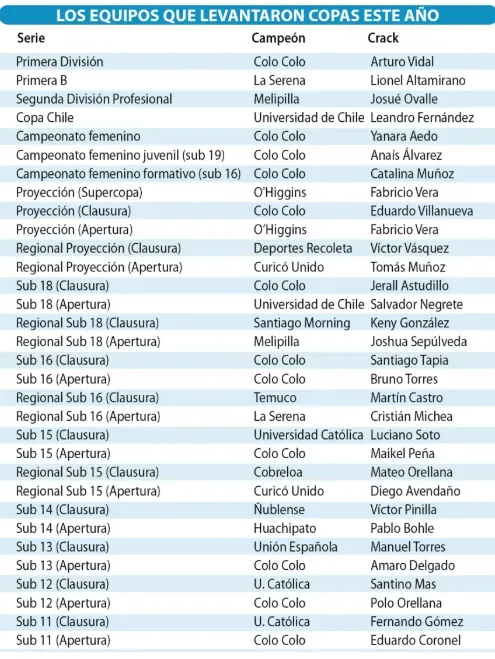 El listado completo de campeones 2024: (Infografía: LUN)