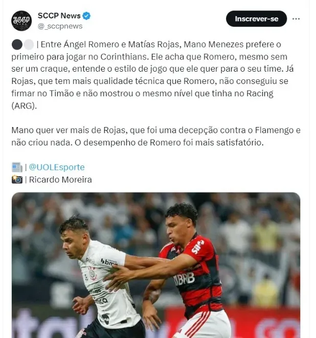 Corinthians fecha com Matías Rojas e faz comunicado oficial ao Racing;  anúncio não será agora