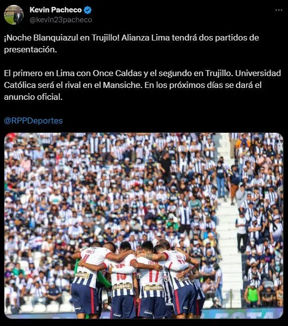 La segunda Noche Blanquiazul se jugará en Trujillo. (Foto: Twitter).