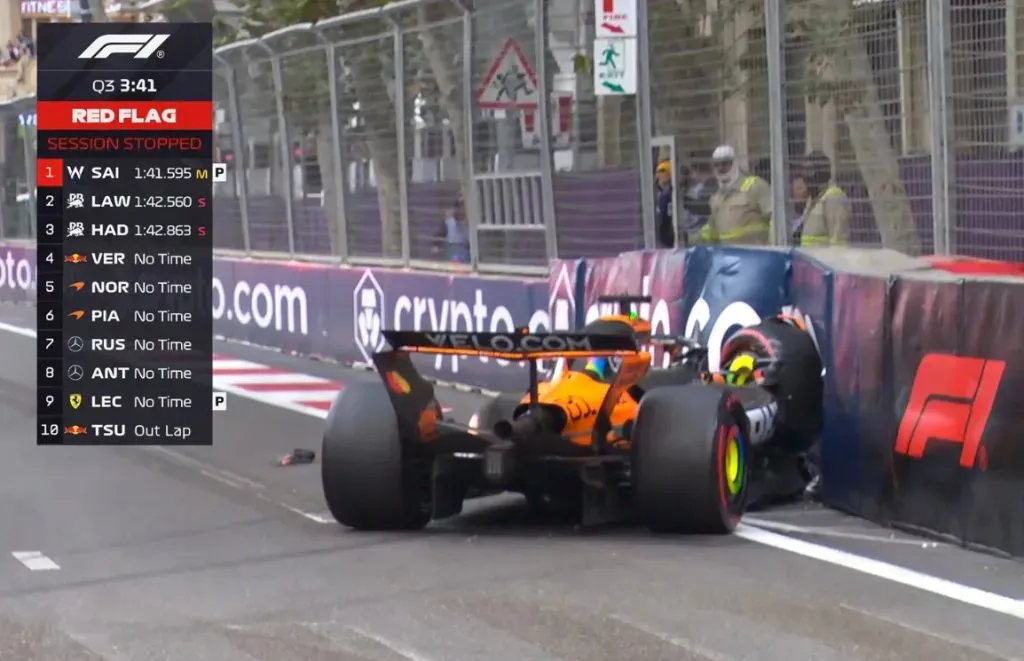 Oscar Piastri también se golpeó en Bakú. (X/@F1)