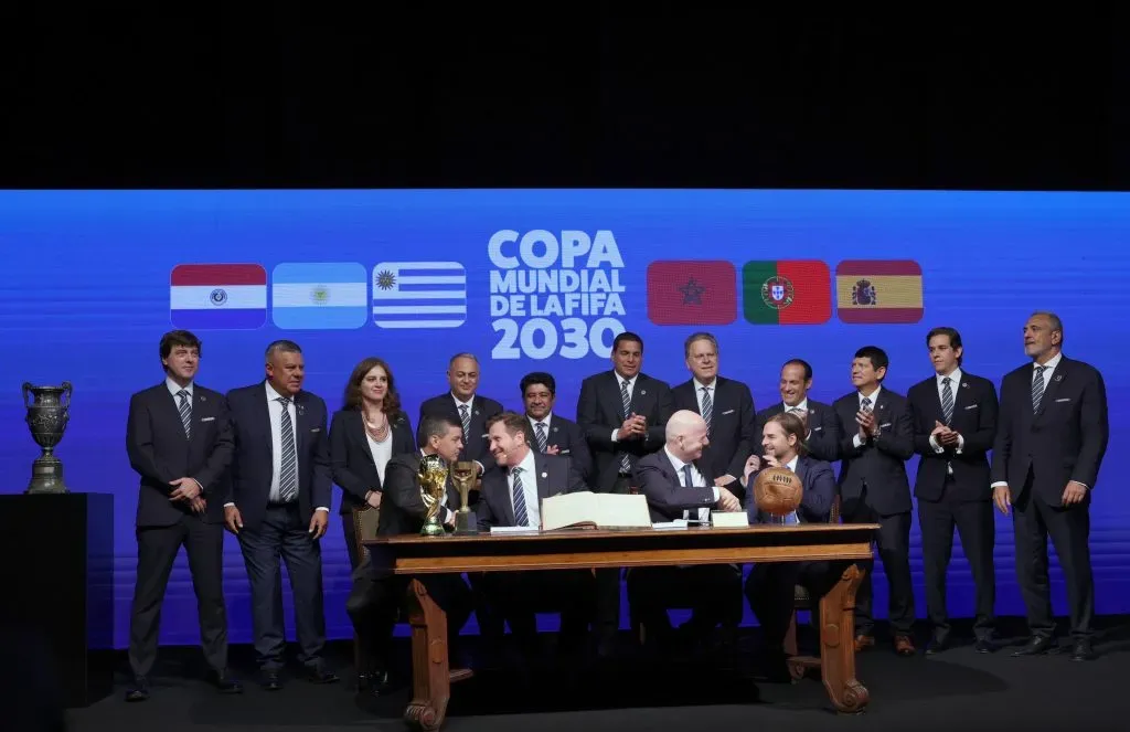 Pablo Milad estuvo presente en la firma del Mundial 2030 a pesar de que Chile fue marginado sin ningún aviso por la Conmebol. Foto: Comunicaciones Conmebol.