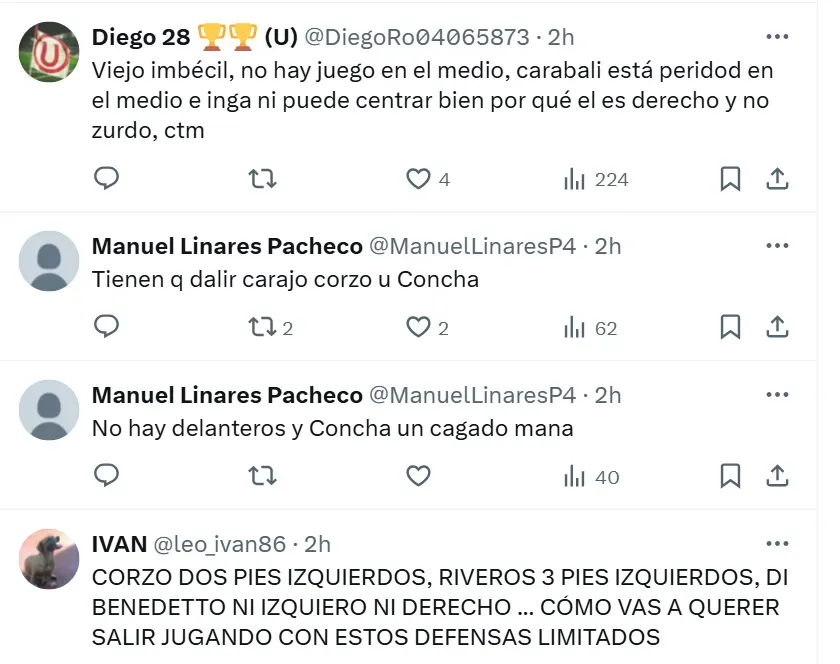 Hinchas de Universitario critican a Aldo Corzo. (Foto: Captura X de Universitario)