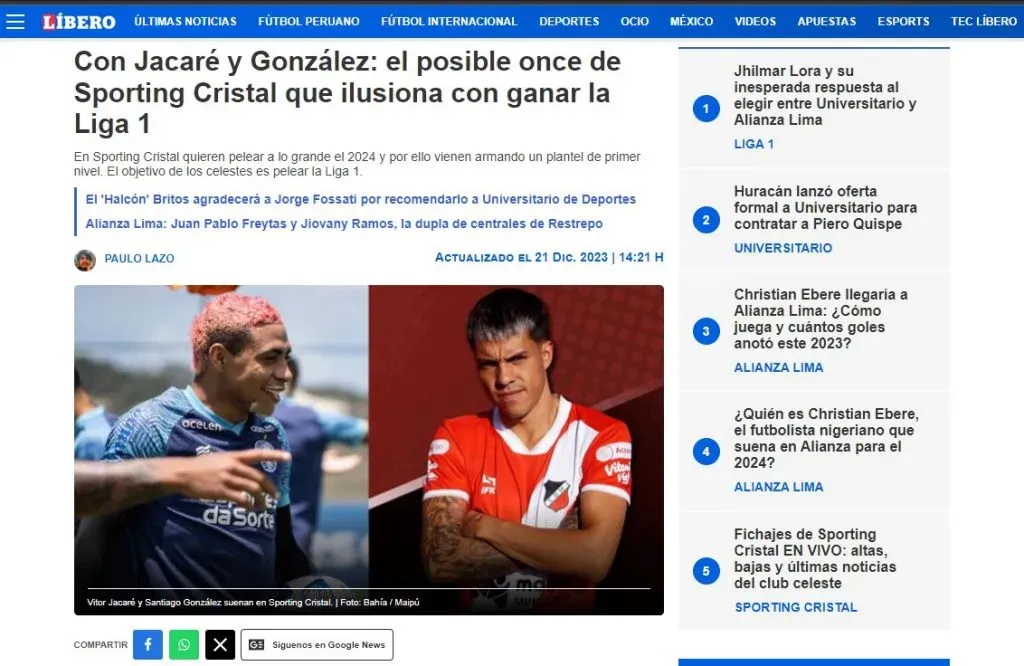 Toda la información del Sporting Cristal 2024. (Foto: Diario Líbero).