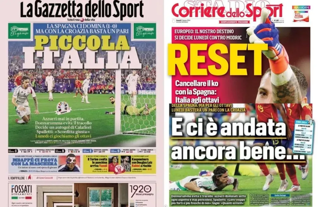 La reacción de la prensa italiana a la derrota con España: TW
