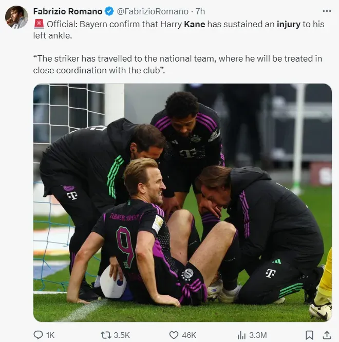 Kane’s injury may prevent him playing for England