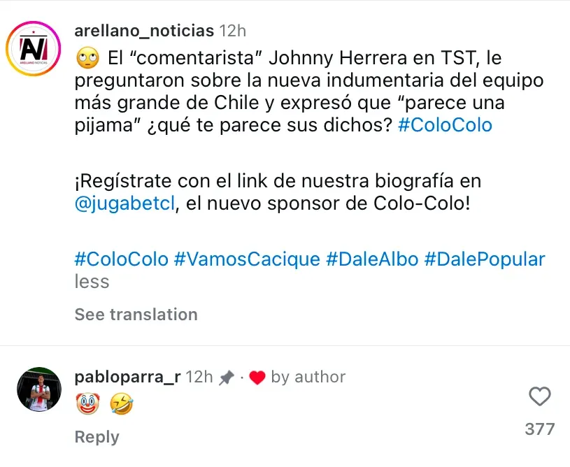 Pablo Parra se rio de Johnny Herrera