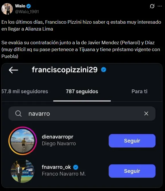 Francisco Pizzini opción en Alianza Lima (Foto: X Walo).